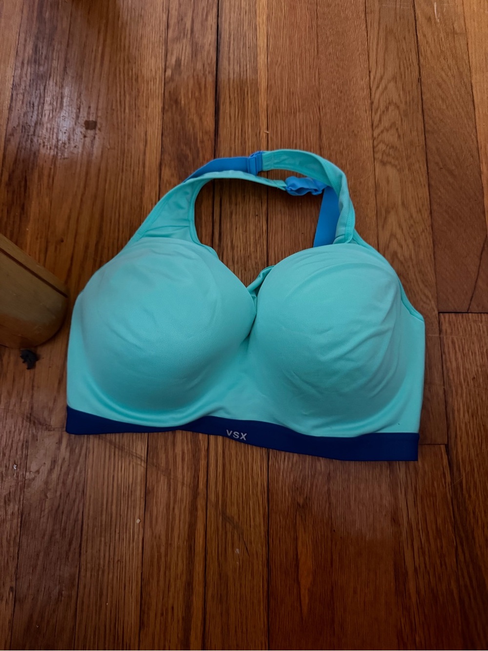 VSX Mint Teal Padded Racerback Sports Bra with Navy Band